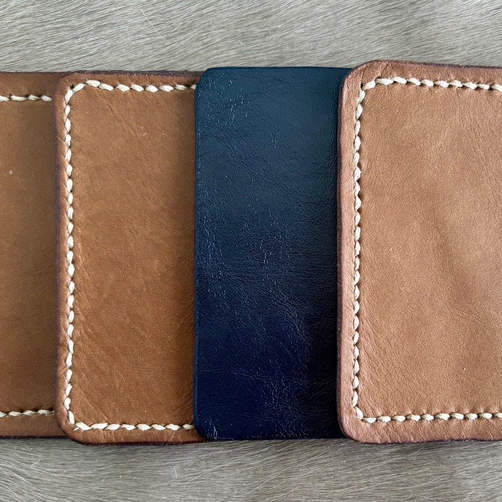 Handmade set of genuine leather coasters